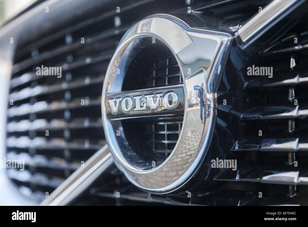 NUERNBERG / Germania - 4 Marzo 2018: Volvo logo su una Volvo car a Volvo Car dealer in Germania. Foto Stock