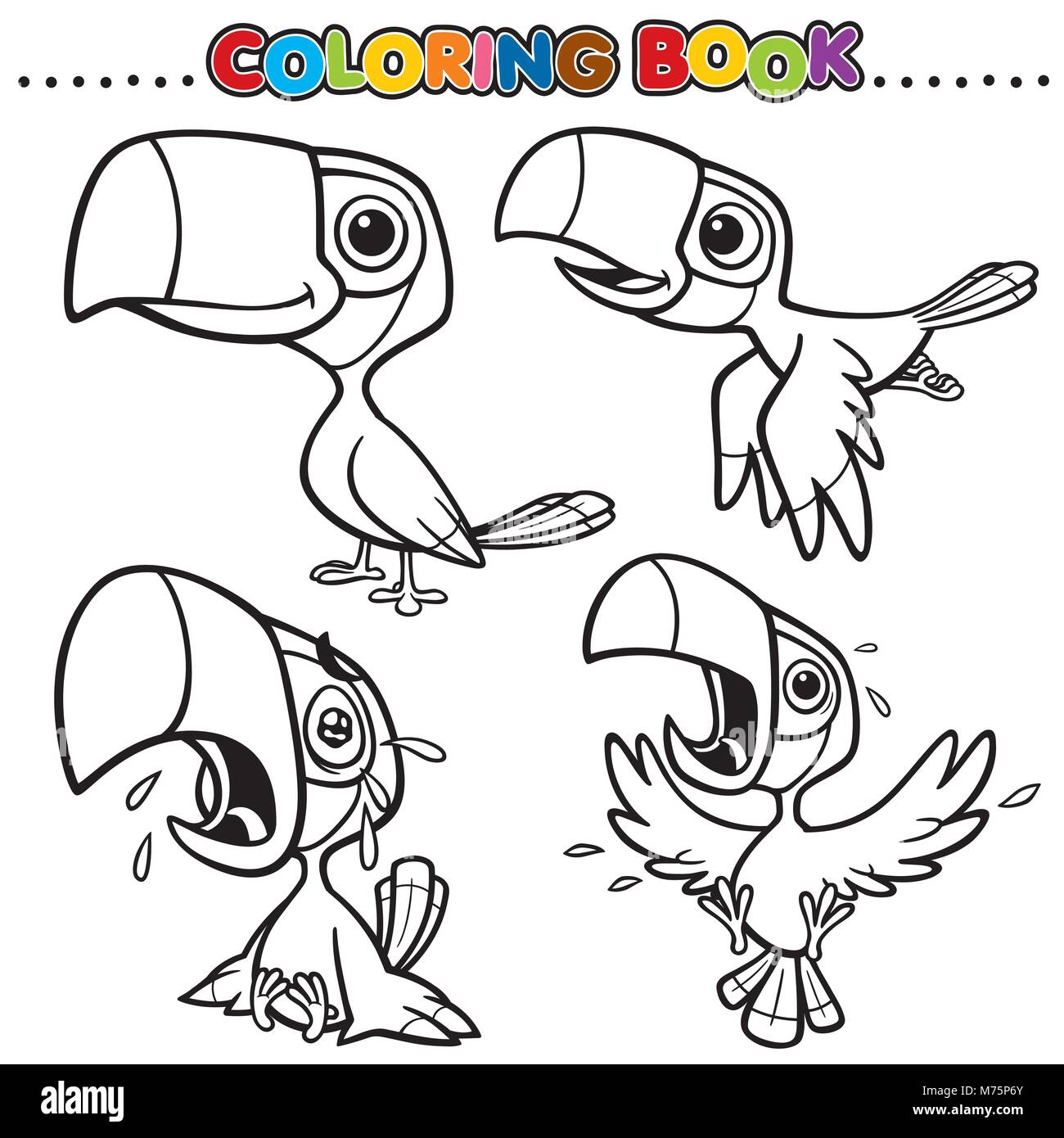 Cartoon Coloring Book - Hornbill Illustrazione Vettoriale