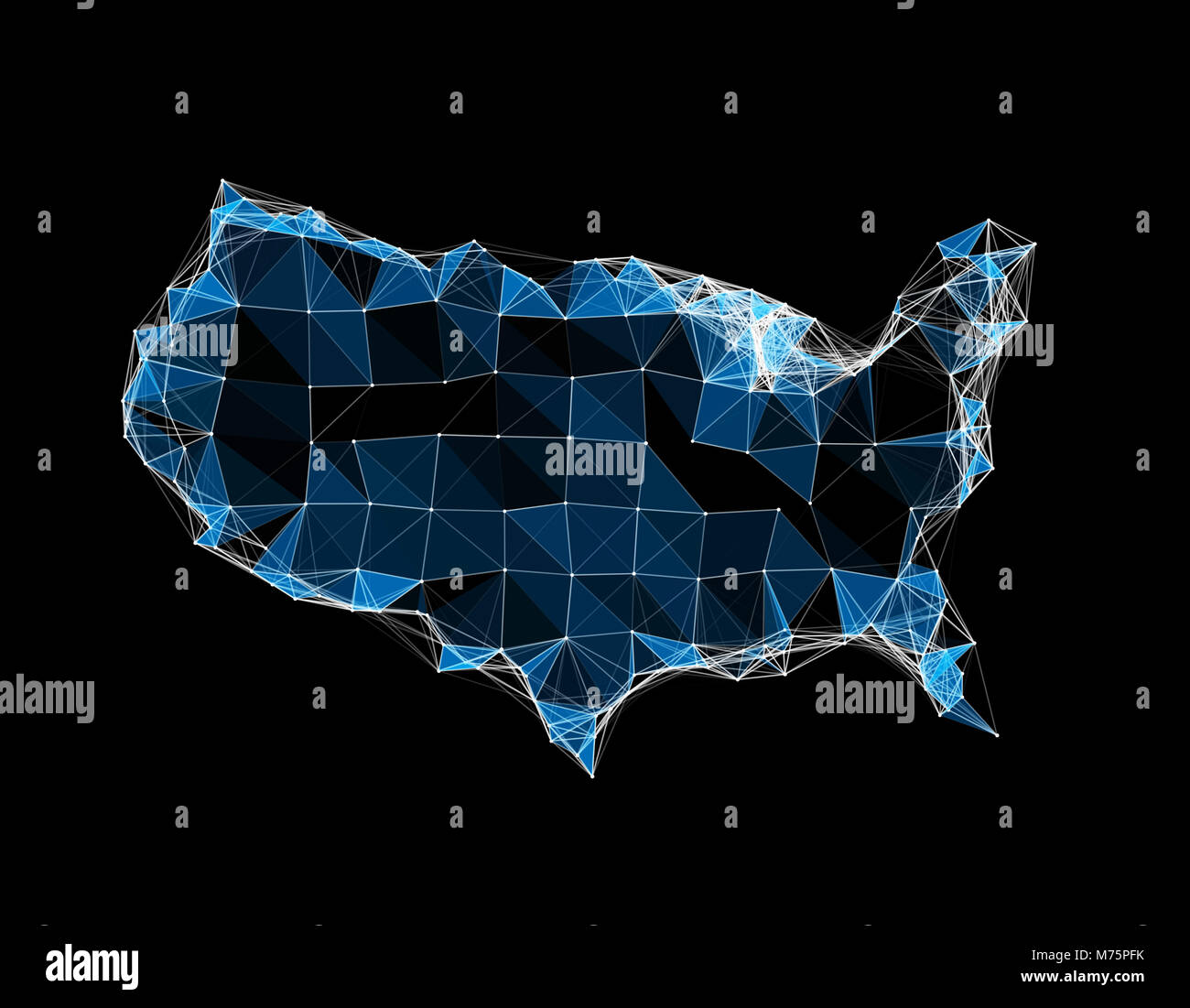 Lo spazio tridimensionale collegamento mappa degli Stati Uniti Foto Stock