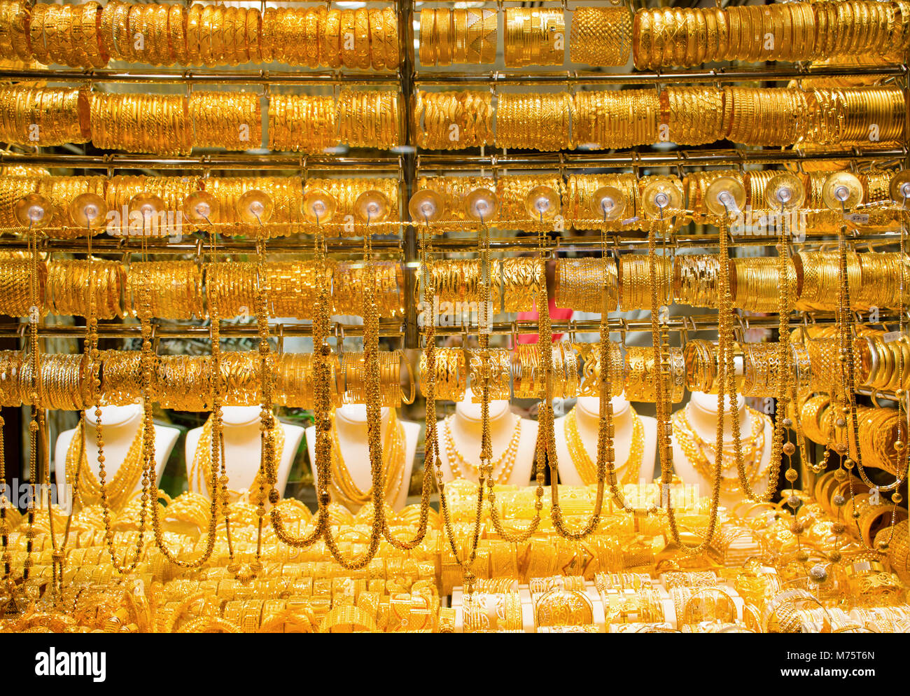 Un colpo dal Gold Souk di Dubai , famoso mercato dell'oro Foto Stock