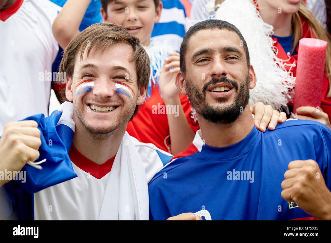 Il francese i tifosi di calcio a partita, ritratto Foto Stock