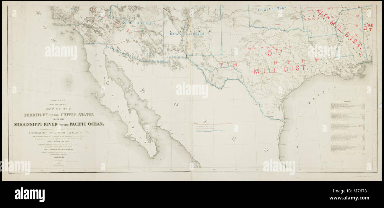 Mappa del territorio degli Stati Uniti dal fiume Mississippi all'Oceano Pacifico (BNI 16798) Foto Stock