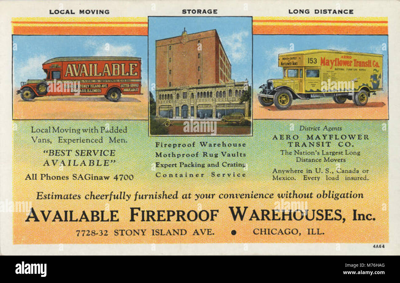 Un annuncio pubblicitario o un articolo informativo sui magazzini ignifughi disponibili, Inc., incentrato sulle loro strutture di stoccaggio sicure e resistenti al fuoco. I magazzini sono progettati per offrire sicurezza e protezione per le merci di valore in un ambiente ignifugo. Foto Stock