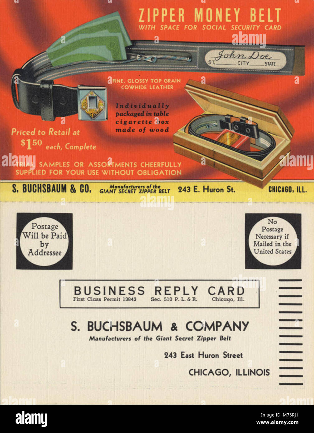 Un annuncio pubblicitario o un'immagine di branding per S. Buchsbaum & Co., che mostra le loro offerte commerciali o di prodotti. L'immagine evidenzia il nome dell'azienda e gli elementi di branding. Foto Stock