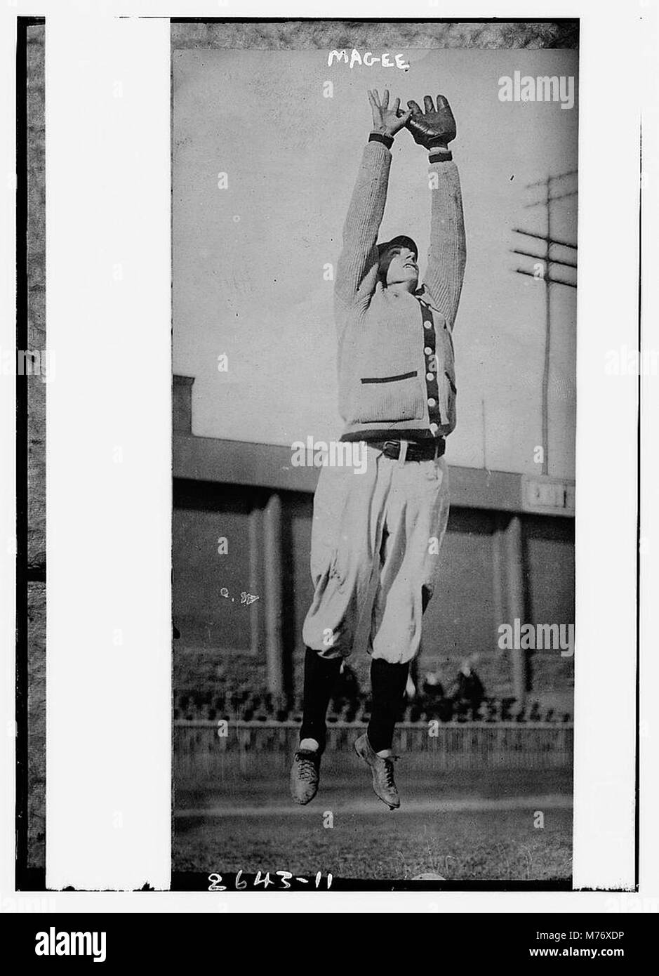 Un ritratto di Sherry Magee, un importante giocatore di baseball di Philadelphia, che mostra i suoi successi atletici all'inizio del XX secolo. Foto Stock