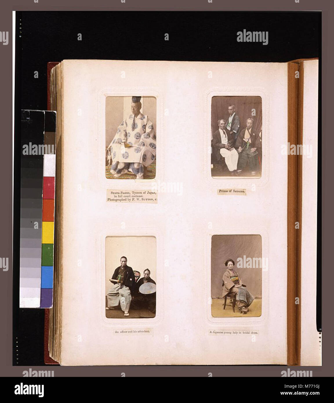 Studio ritratti di 'Stots-Bashi' (Yoshinobu Tokugawa, ultimo shogun del Giappone), il principe di satsuma, un ufficiale con la sua assistente, e una giovane donna in abiti sposa LCCN2011649895 Foto Stock