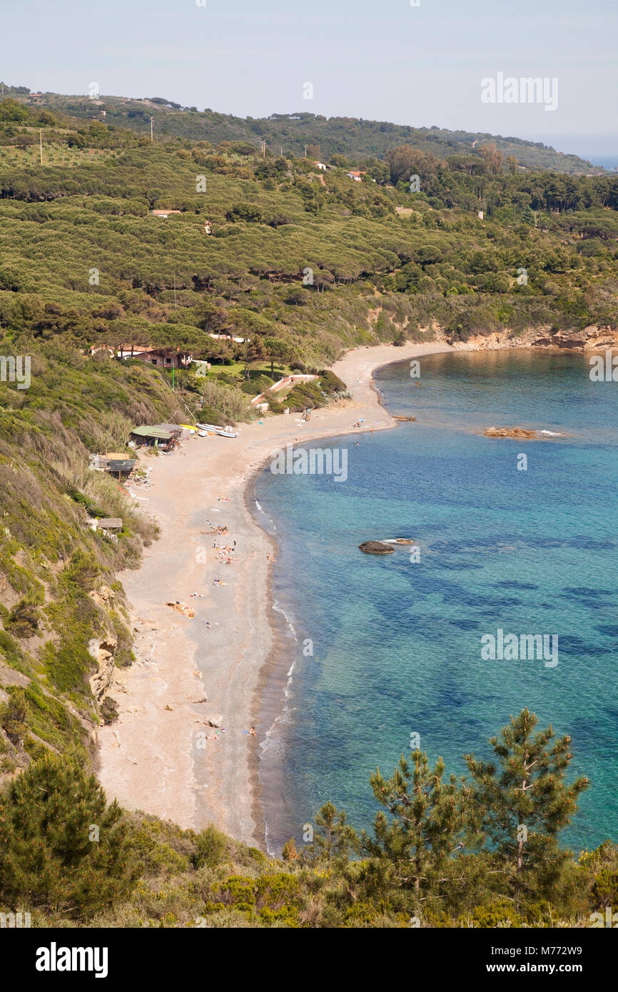 Spiaggia, Golfo Stella, Isola d'Elba, Toscana, Italia, Europa Foto Stock