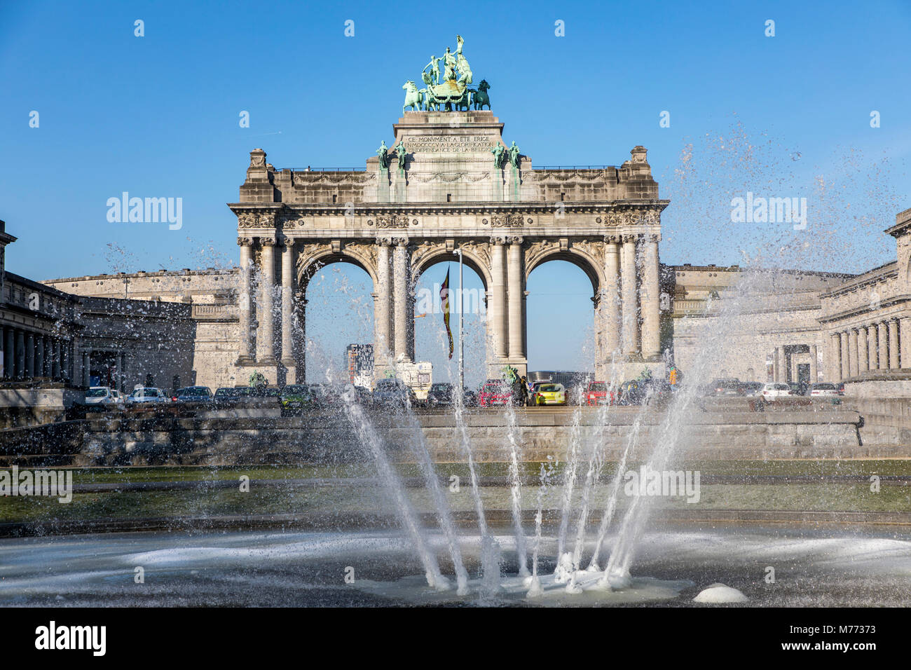 Arco di Trionfo al Parc du Cinquantenaire, presso il Museo di Storia Militare, Bruxelles, Belgio, Foto Stock