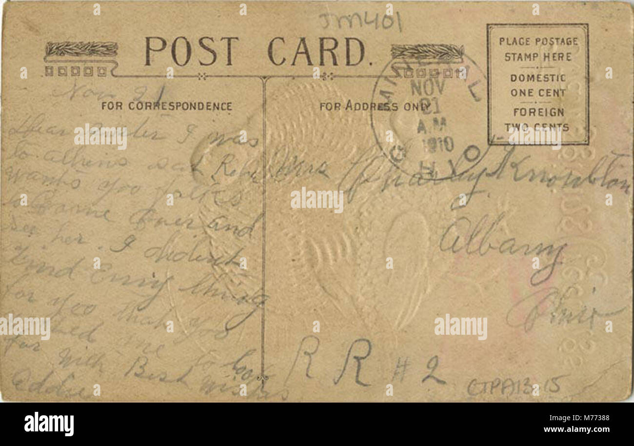 Saluti di ringraziamento, due tacchini e un segno della Turchia annuncio (BNI 18459) Foto Stock