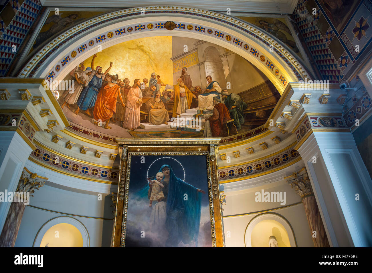 Bellissimi dipinti nel Palazzo Achilleion, città vecchia di Corfu, Isole Ionie, isole greche, Grecia, Europa Foto Stock