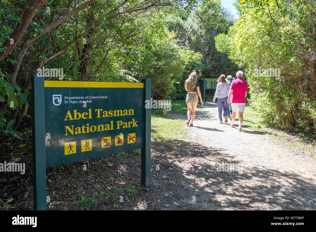 Via Litoranea pedonale, il Parco Nazionale Abel Tasman, Marahau, Tasman Bay, Tasman District, Nuova Zelanda Foto Stock