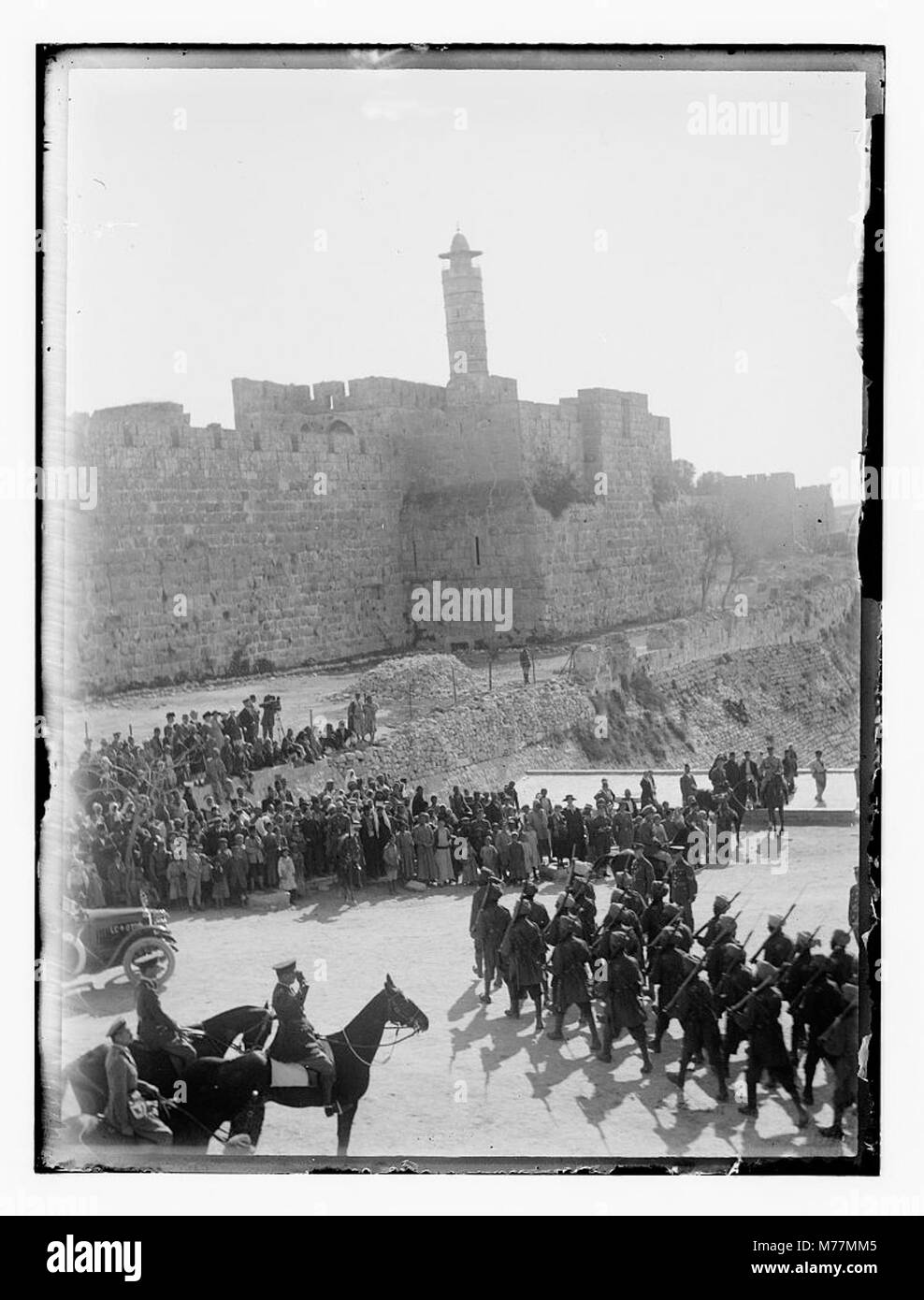 Cattura e occupazione della Palestina da parte di British. Le truppe britanniche sulla sfilata a Porta di Jaffa matpc LOC.11530 Foto Stock