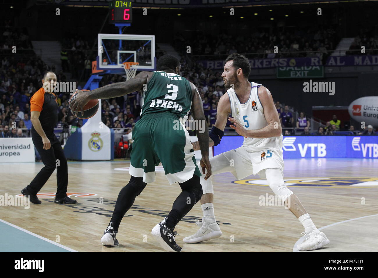 Rudy Fernández Euroligue durante la partita giocata tra Real Madrid vs Panathinaikos al Palacio de los Deportes giovedì 8 marzo, 2018 a Madrid, Spagna. Credito: Gtres Información más Comuniación on line, S.L./Alamy Live News Foto Stock Rudy Fernández Euroligue durante la partita giocata tra Real Madrid vs Panathinaikos al Palacio de los Deportes giovedì 8 marzo, 2018 a Madrid, Spagna. Credito: Gtres Información más Comuniación on line, S.L./Alamy Live News Foto Stock