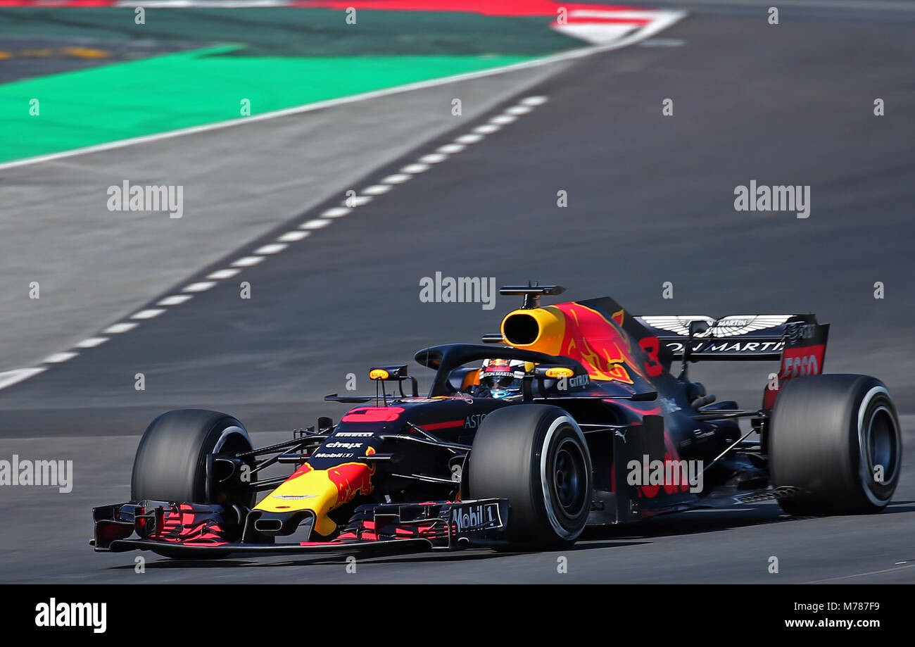 Barcellona, Spagna. 09Mar, 2018. La Red Bull di Damiel Ricciardo durante le prove sul circuito di Barcelona-Catalunya, il 09 marzo 2018, a Barcellona, Spagna. Credito: Gtres Información más Comuniación on line, S.L./Alamy Live News Foto Stock Barcellona, Spagna. 09Mar, 2018. La Red Bull di Damiel Ricciardo durante le prove sul circuito di Barcelona-Catalunya, il 09 marzo 2018, a Barcellona, Spagna. Credito: Gtres Información más Comuniación on line, S.L./Alamy Live News Foto Stock