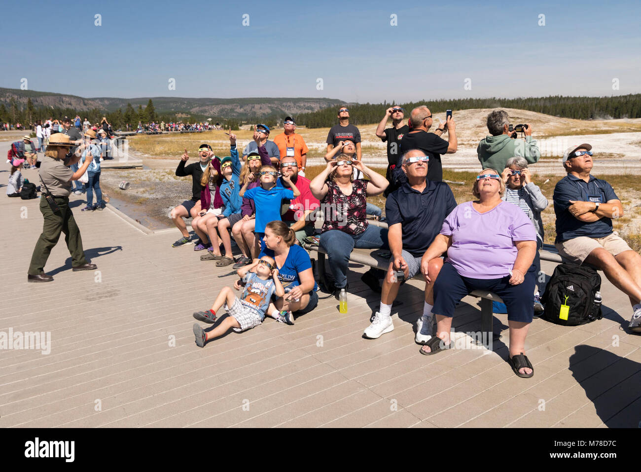 Scene dal 2017 eclipse al vecchio Faithfuul. Yellowstone per sempre Foto Stock