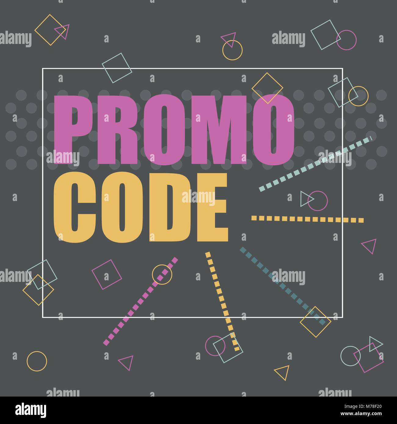 Codice Promo, codice coupon. Vettore di piatto design banner illustrazione su nero Illustrazione Vettoriale