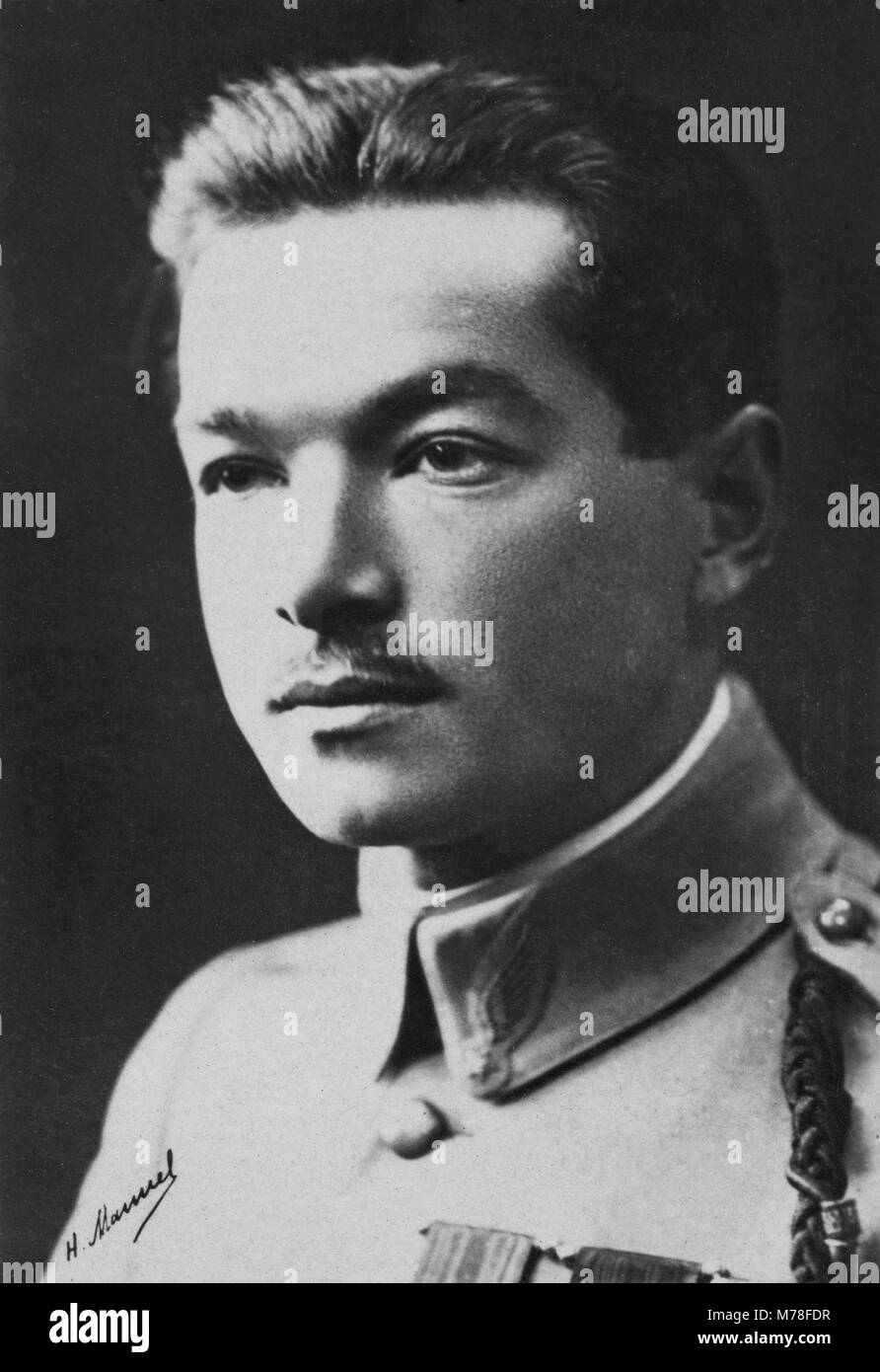 Ritratto di the aviator Paolo Rene Fonck (1894 - 1953) soprannominato ace ace, vice dei Vosgi nel 1919 Foto Stock