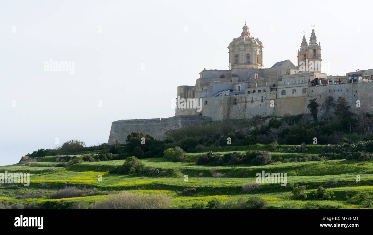 Mdina, la città fortificata a nord di Malta Foto Stock