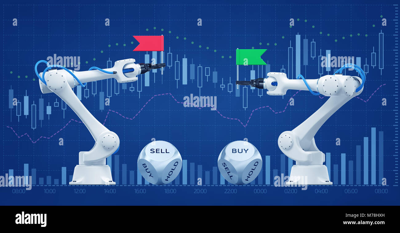 Robot di trading su un mercato azionario Foto Stock