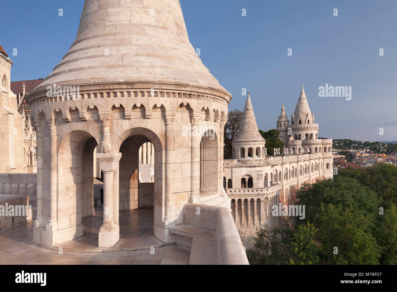 Bastione del Pescatore, Castello di Buda Hill, Budapest, Ungheria, Europa Foto Stock