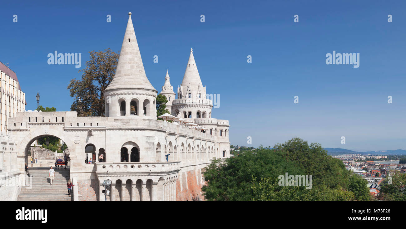 Bastione del Pescatore, Castello di Buda Hill, Budapest, Ungheria, Europa Foto Stock