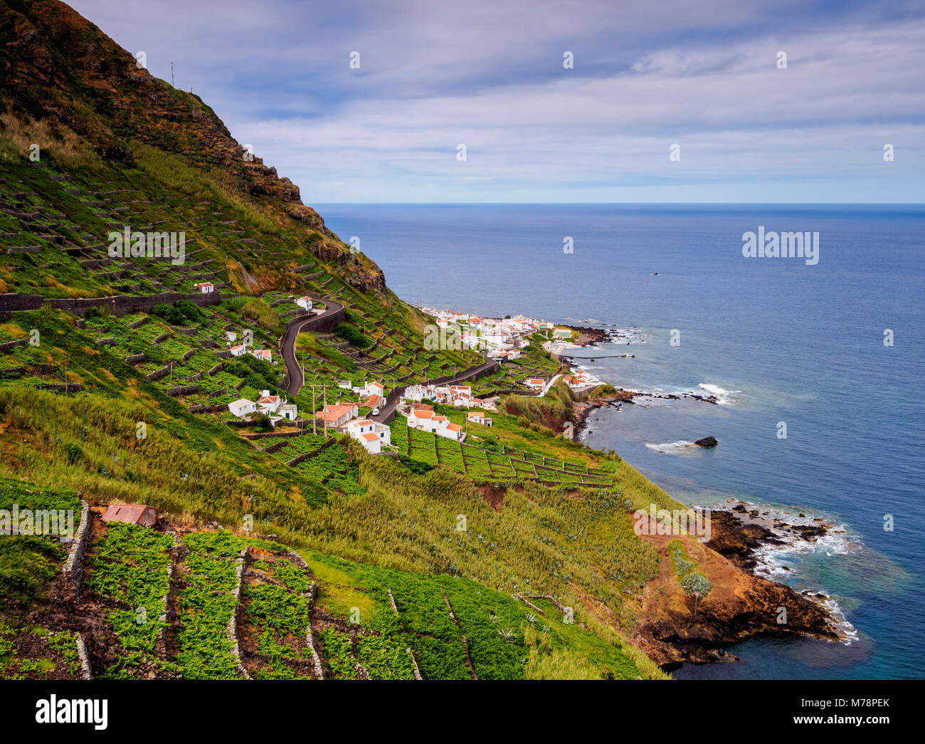 Vigneti di Maia, vista in elevazione, Santa Maria Island, Azzorre, Portogallo, Atlantico, Europa Foto Stock