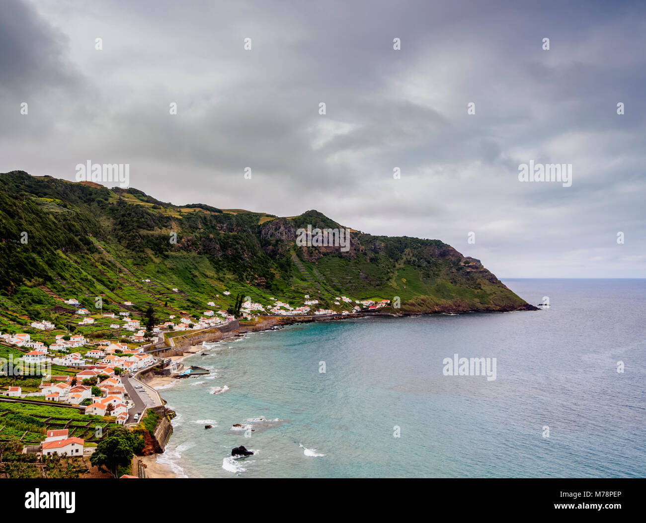 Sao Lourenco Bay, vista in elevazione, Santa Maria Island, Azzorre, Portogallo, Atlantico, Europa Foto Stock