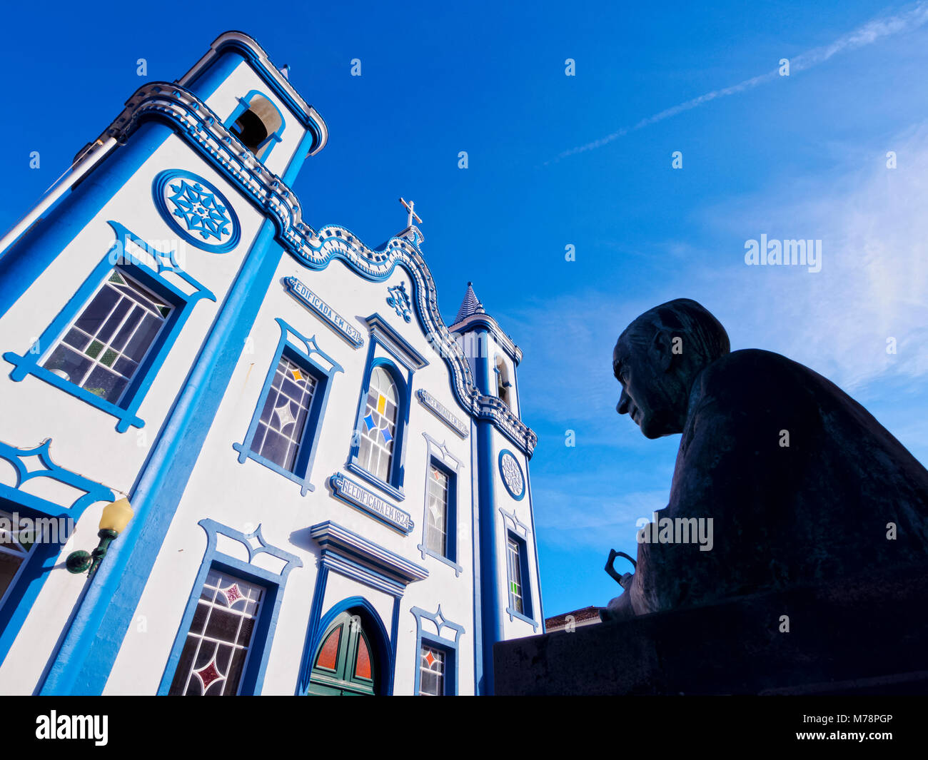 Santo Cristo Chiesa, Praia da Vitoria, isola Terceira, Azzorre, Portogallo, Atlantico, Europa Foto Stock