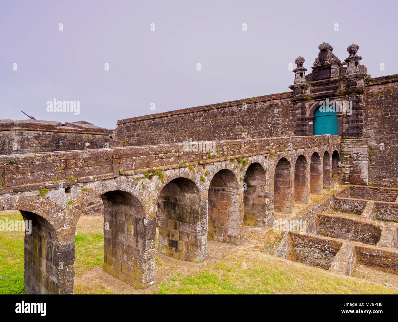 Castello di Sao Filipe (Sao Joao Baptista do Monte Brasil), il Sito Patrimonio Mondiale dell'UNESCO, Angra do Heroismo, isola Terceira, Azzorre, Portogallo, Atlantico Foto Stock