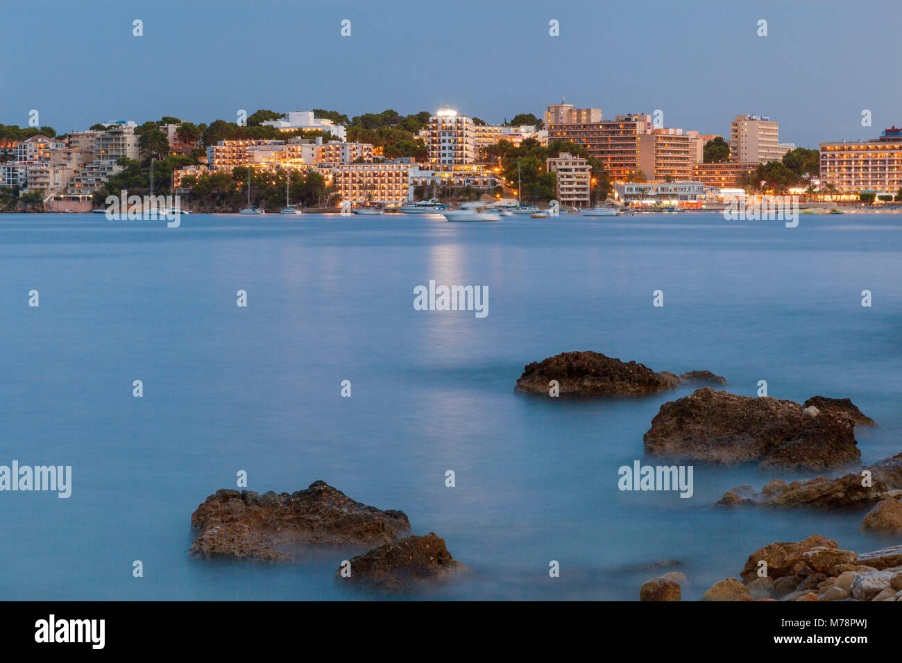 Spiaggia di Palma Nova, Maiorca, isole Baleari, Spagna, Mediterraneo, Europa Foto Stock