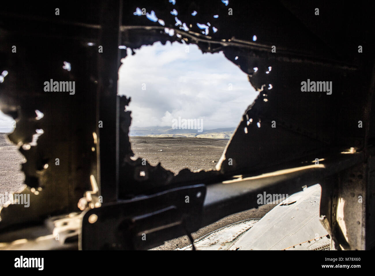 Si è schiantato marina degli Stati Uniti Super Douglas DC-3 piano sulla spiaggia Sólheimasandur in Islanda Foto Stock