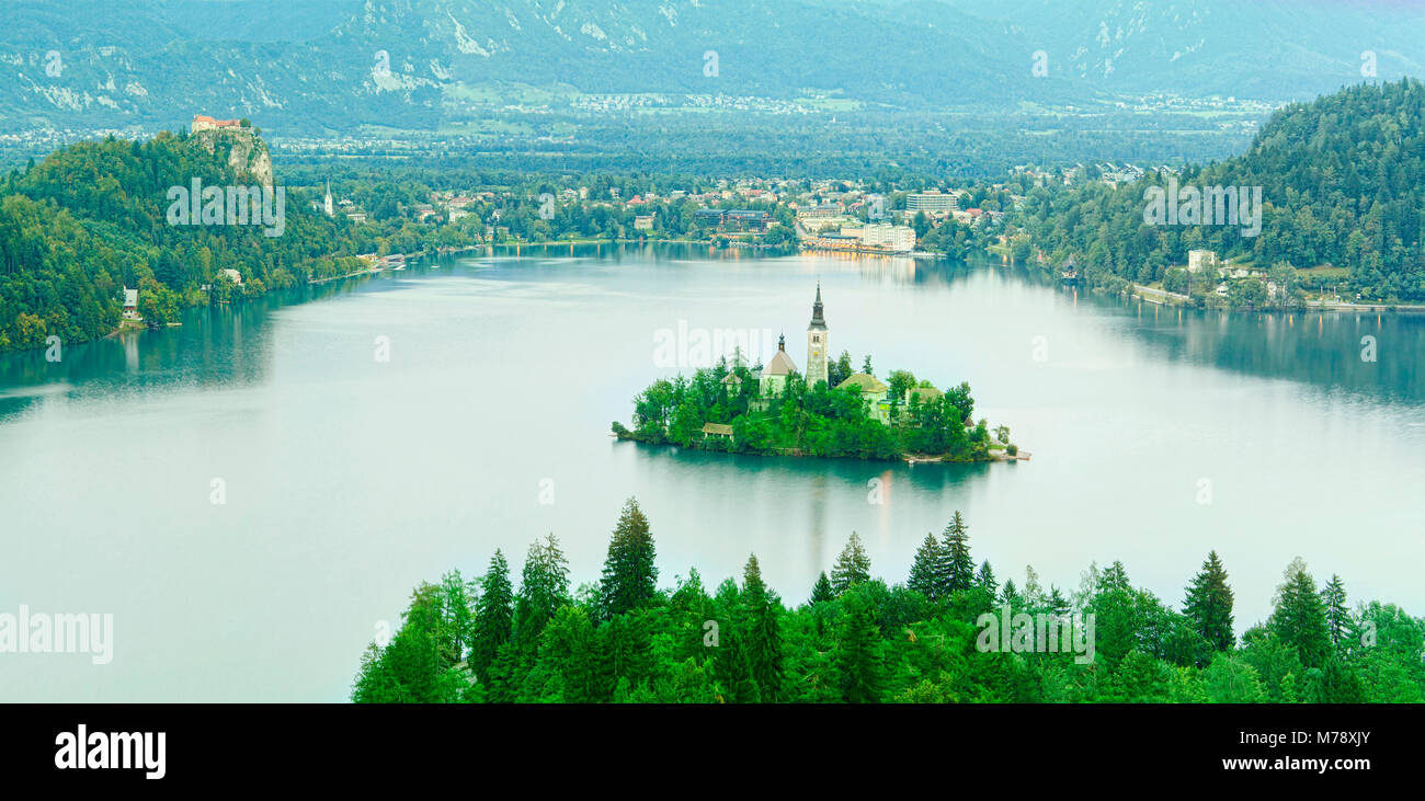 Il paesaggio del lago di Bled Slovenia Foto Stock