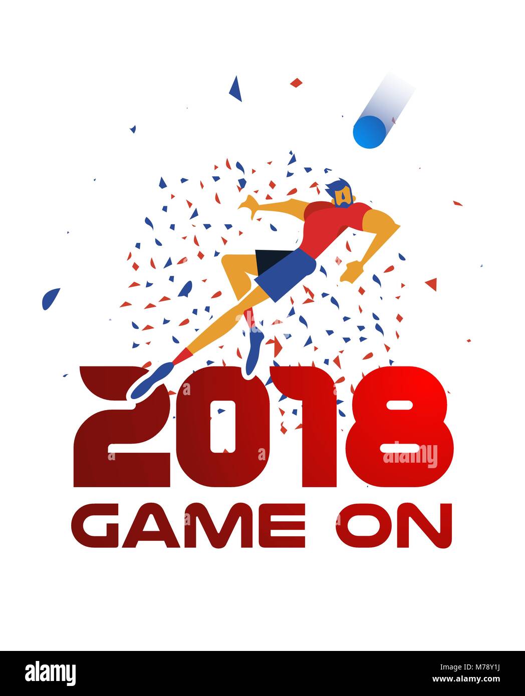 Poster di festa design per una partita di football 2018 Sport event. Giocatore di calcio saltando a sfera con sfondo di confetti e la tipografia preventivo in colore rosso. EPS10 Illustrazione Vettoriale Poster di festa design per una partita di football 2018 Sport event. Giocatore di calcio saltando a sfera con sfondo di confetti e la tipografia preventivo in colore rosso. EPS10 Illustrazione Vettoriale