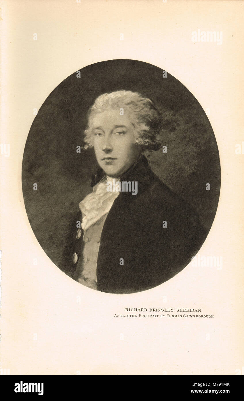 Richard Brinsley Sheridan (1751-1816), irlandese satiro, poeta e commediografo, noto per i suoi giochi i rivali e la scuola per lo scandalo Foto Stock