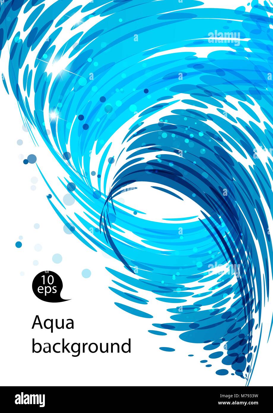 Acqua fluente, flusso di acqua caduta, un moto a spirale, astratto sfondo blu Illustrazione Vettoriale