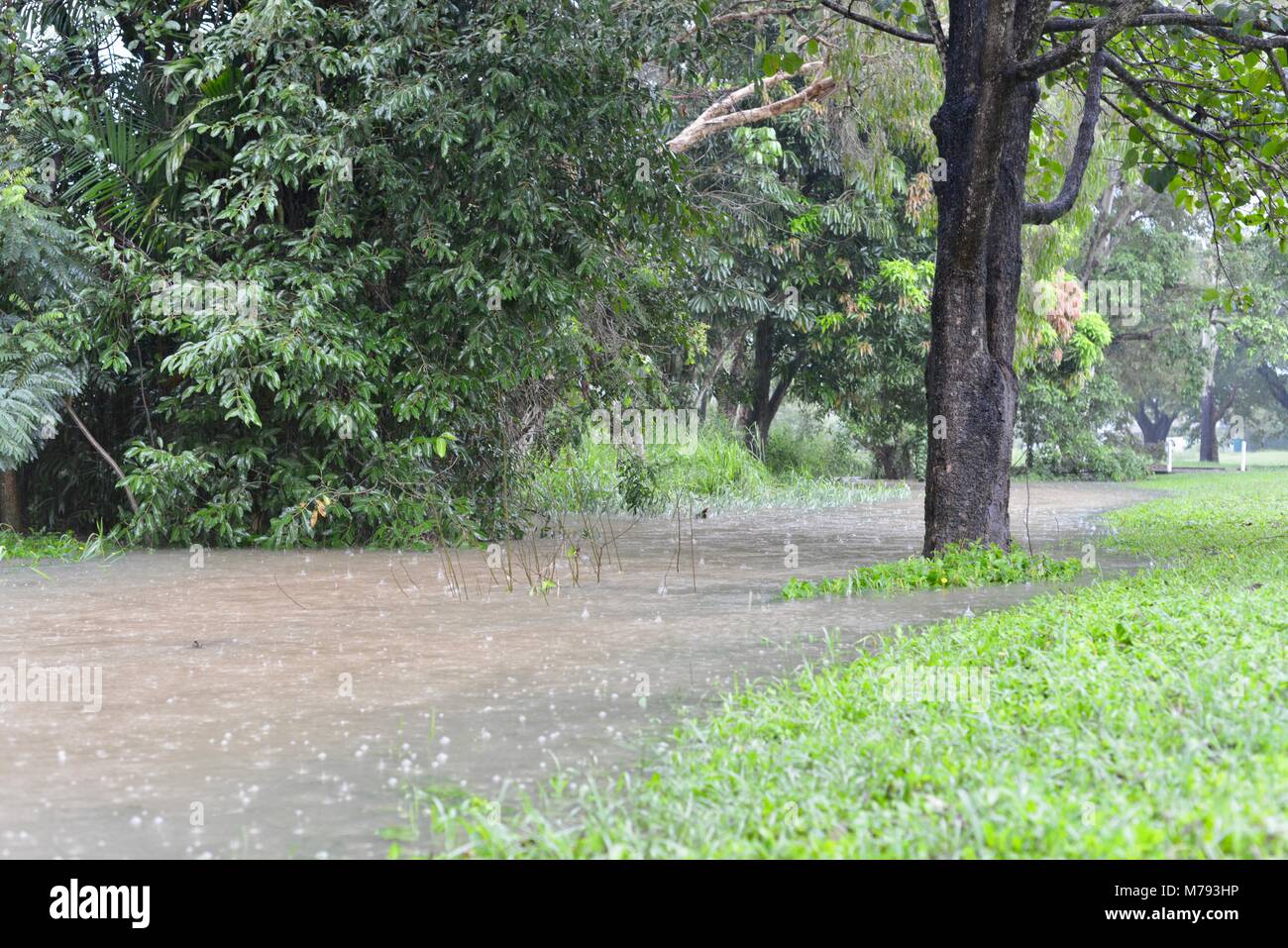Inondazioni in Annandale townsville dopo la tempesta e la pioggia pesante, Townsville, Queensland, Australia Foto Stock