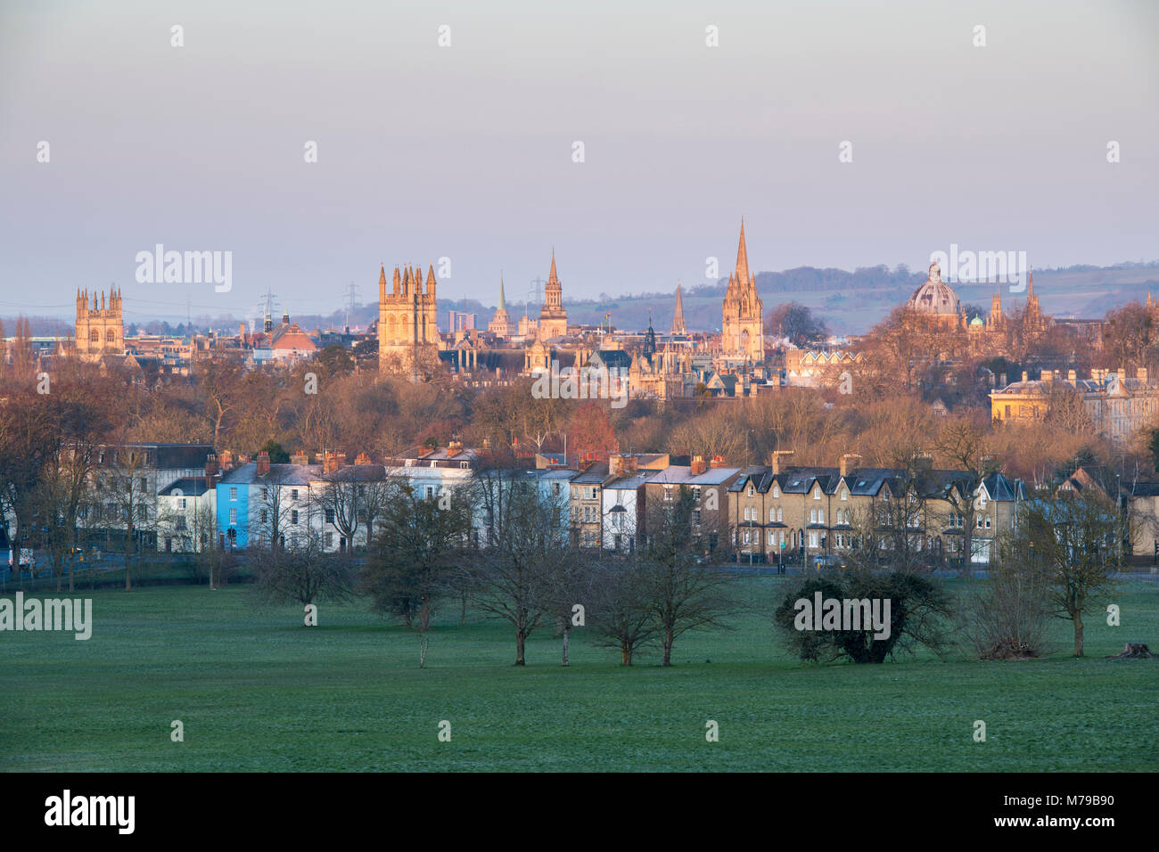 Oxford city centre da south park al mattino presto in inverno. Oxford, Oxfordshire, Inghilterra Foto Stock