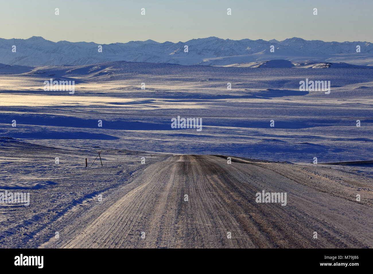 Nord America, USA, Alaska, Nord Alaska, James Dalton Highway, versante Nord, Brooks Range, Alaska pipeline, autostrada, tundra artica, Foto Stock