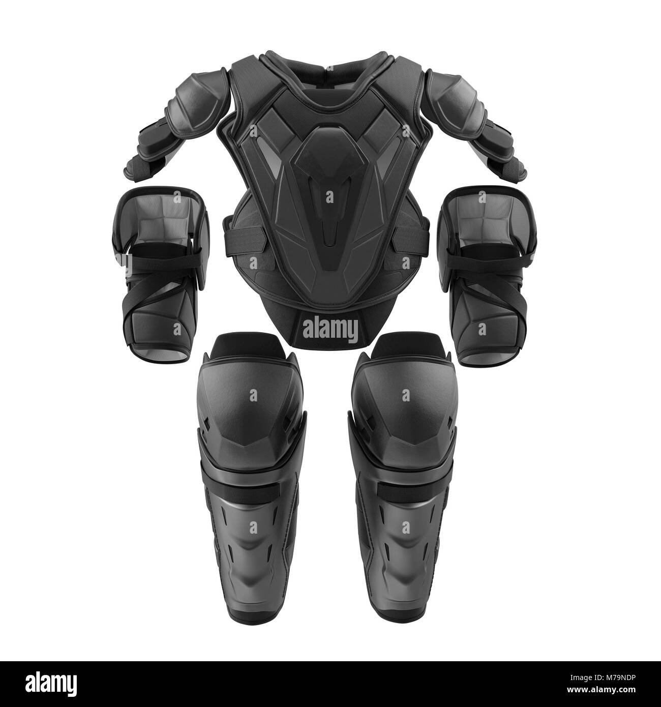 Hockey protettiva Kit ingranaggi su sfondo bianco. Vista frontale. 3D illustrazione Foto Stock