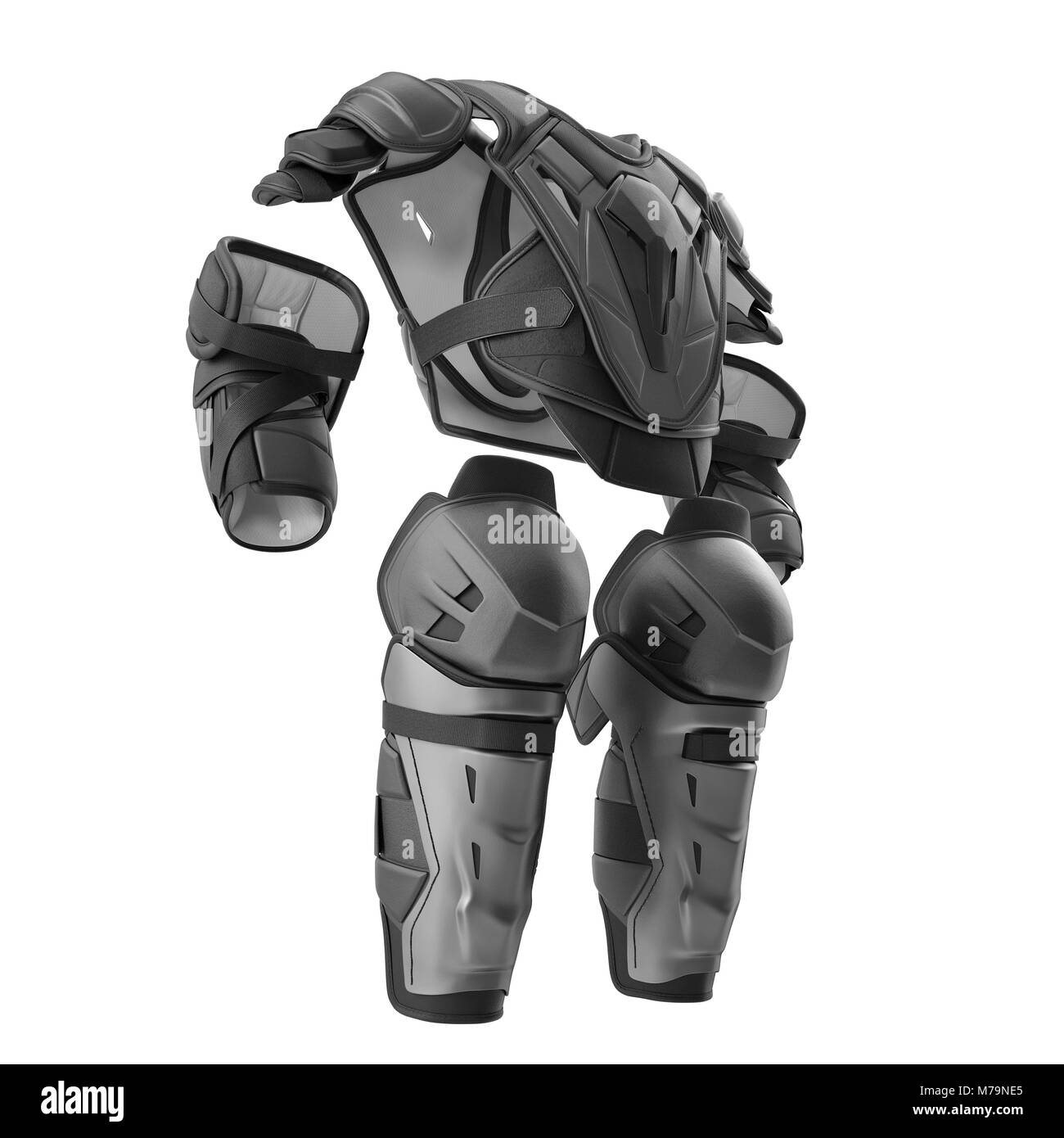 Hockey protettiva Kit ingranaggi su sfondo bianco. 3D illustrazione Foto Stock