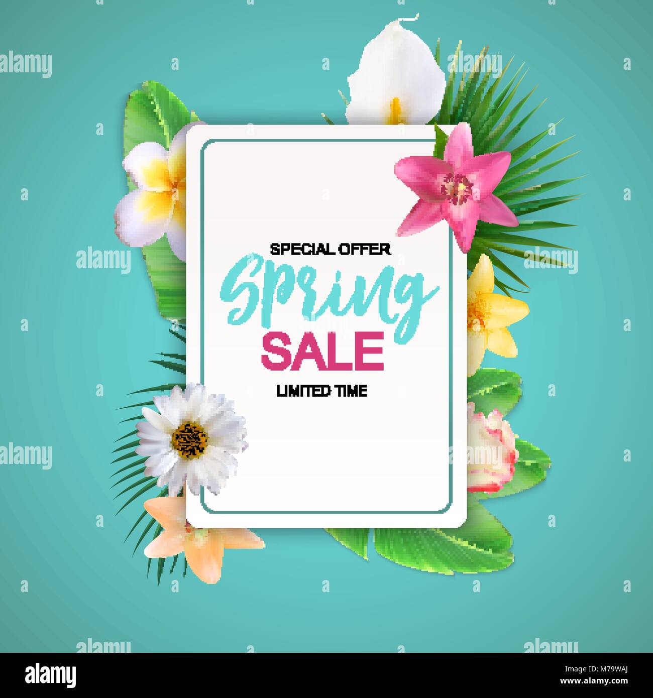 La molla vendita carino sfondo con fiori. Illustrazione Vettoriale Illustrazione Vettoriale