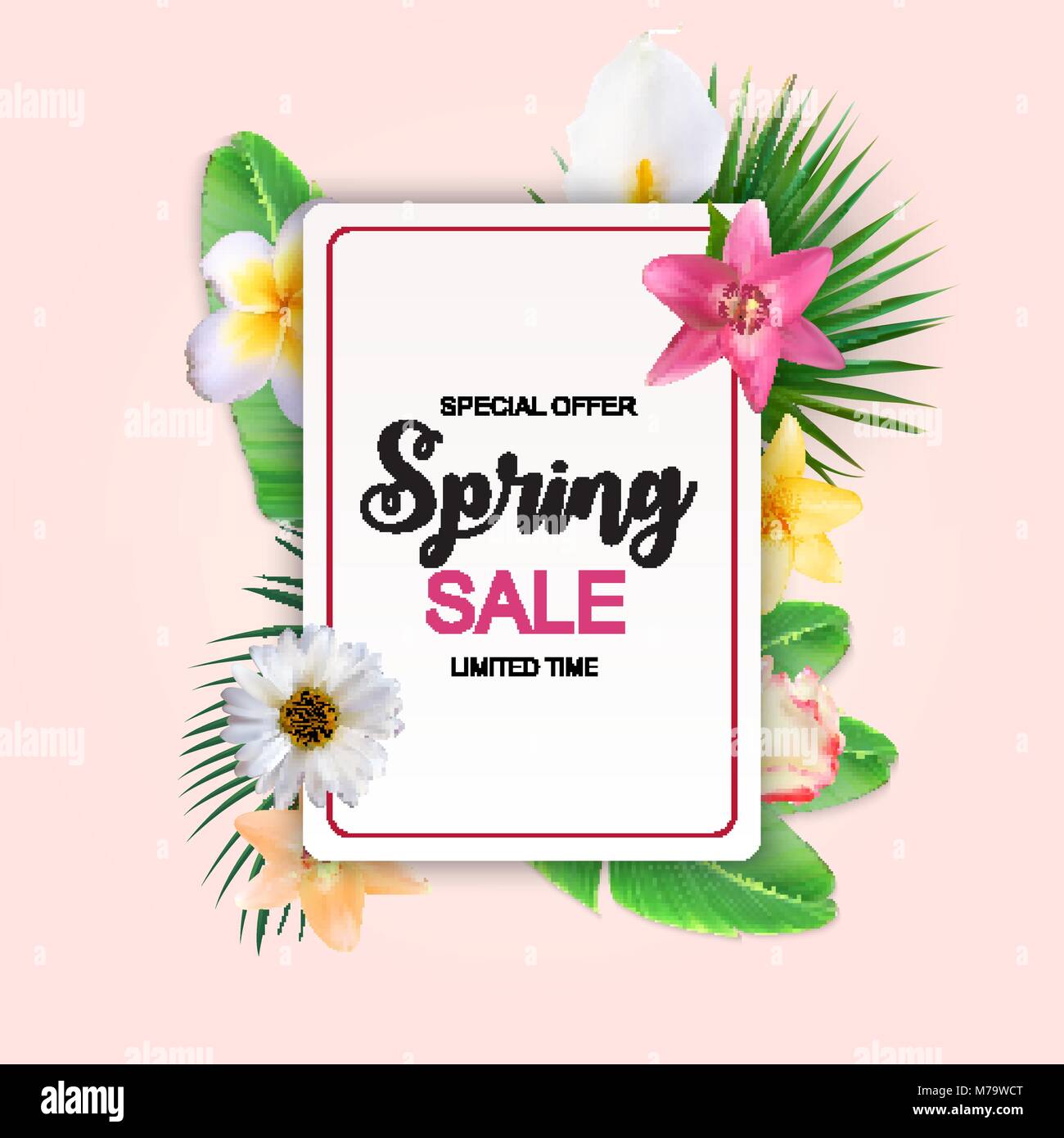 La molla vendita carino sfondo con fiori. Illustrazione Vettoriale Illustrazione Vettoriale