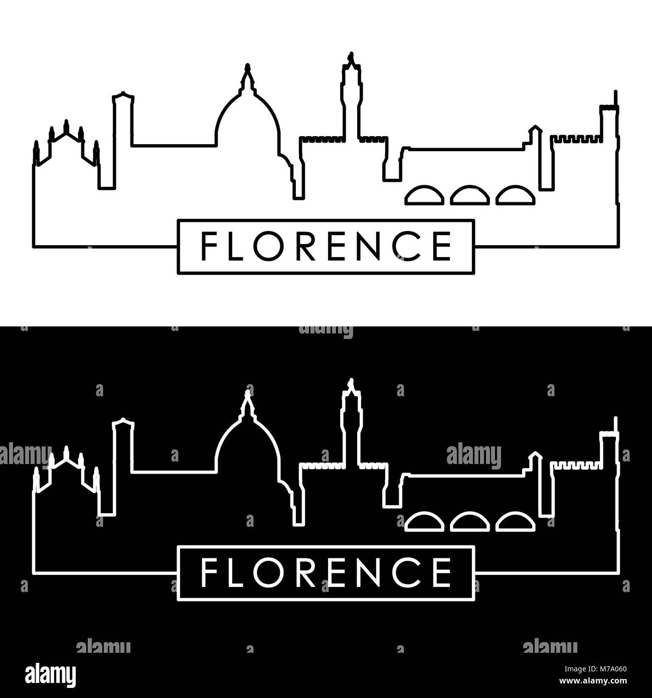 Orizzonte di Firenze. Lo stile lineare. Modificabile file vettoriali. Illustrazione Vettoriale