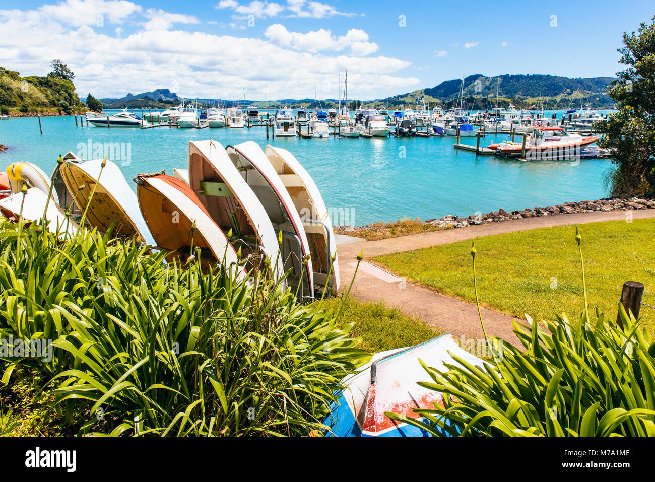 Marina a Whangaroa, Isola del nord, Nuova Zelanda Foto Stock