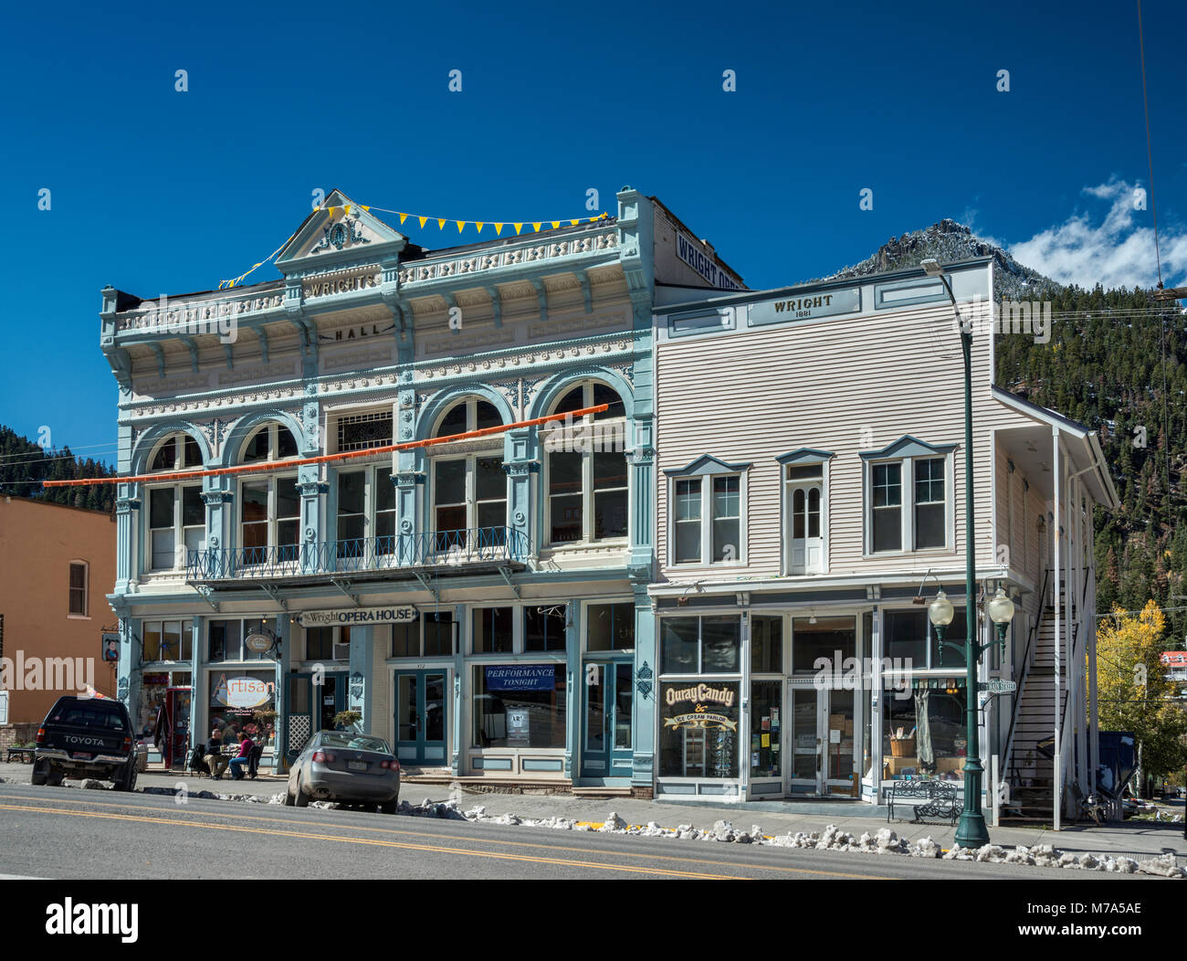 Wright's Hall, Wright's Opera House, 1888 sulla strada principale di Ouray, Colorado, STATI UNITI D'AMERICA Foto Stock