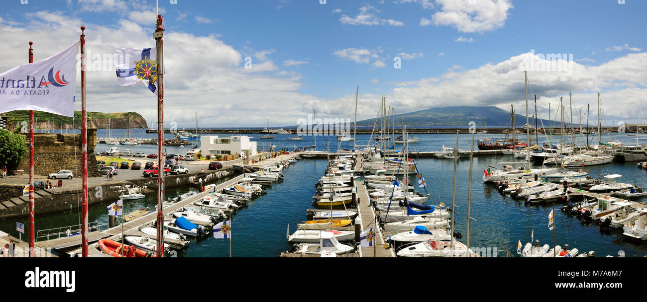 Marina di Horta. Faial, isole Azzorre, Portogallo Foto Stock