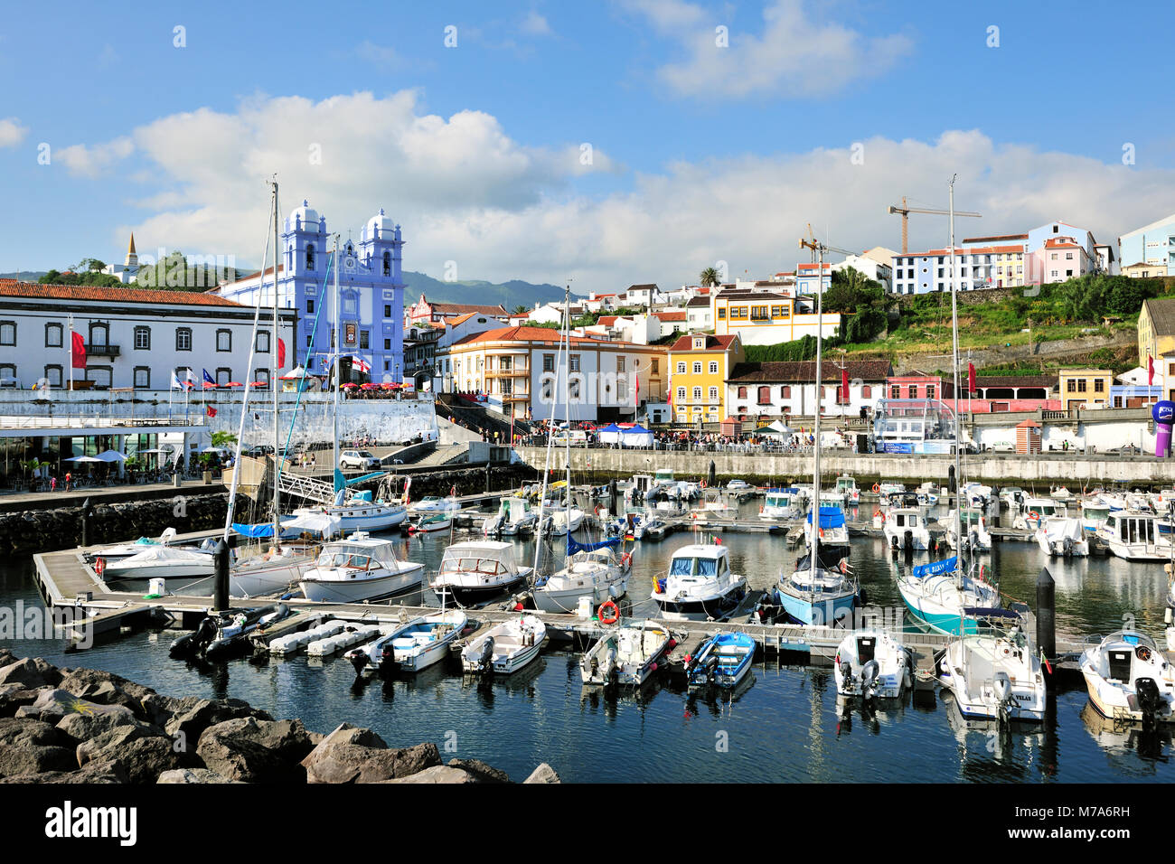 Marina di Angra do Heroísmo, un sito Patrimonio Mondiale dell'UNESCO. L'isola di Terceira, Azzorre. Portogallo Foto Stock