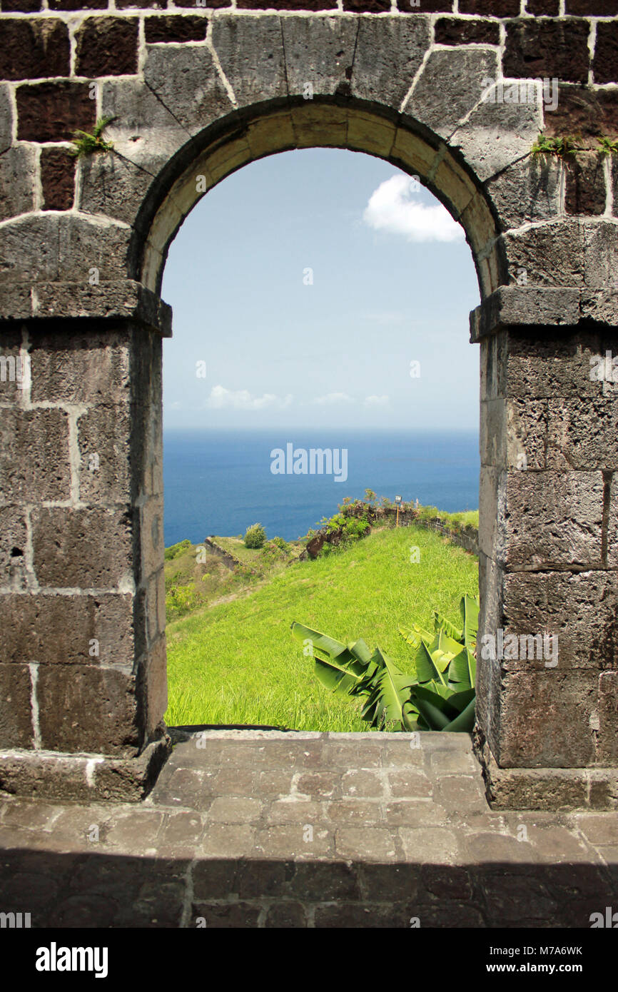 Vecchia Fortezza sull'isola di Saint Kitts Foto Stock