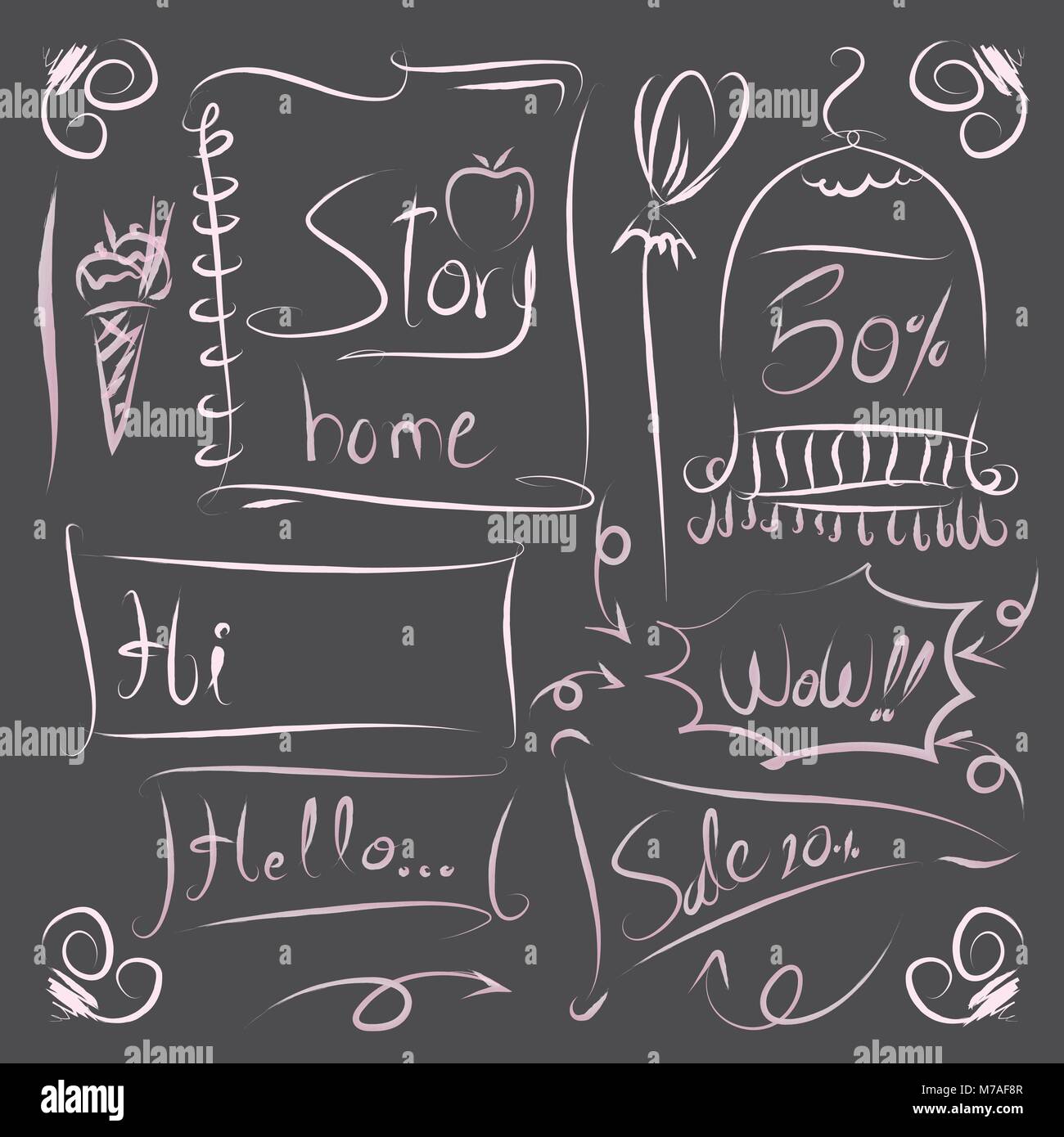 Mano libera vettore spazzola elemento di design. Grafica fonte per banner online, scheda di stampa. Illustrazione Vettoriale