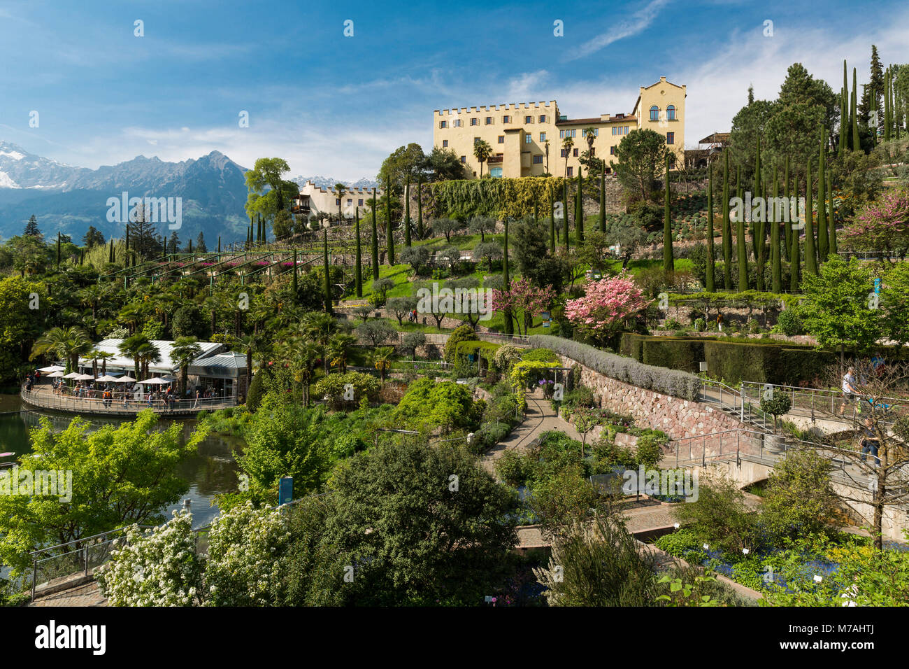 I giardini di Castel Trauttmansdorff vicino a Merano in Alto Adige Foto Stock